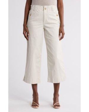 Democracy Wide Leg Ankle Crop Pants - White