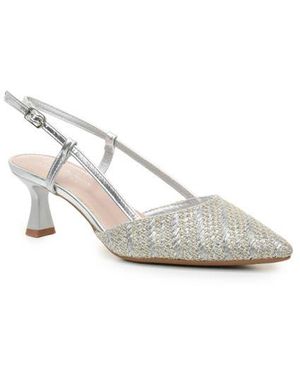 Nicole Miller Slingback Metallic Woven Pump - White