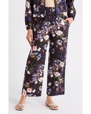 Nicole Miller Adley Floral Stretch Cotton Pull-On Pants - Multicolor