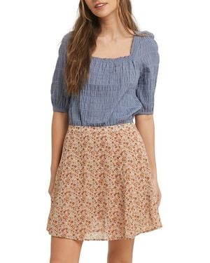 Wishlist Textured Balloon Sleeve Top - Blue