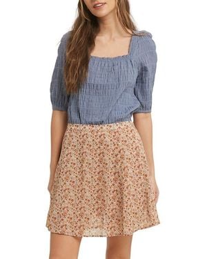 Wishlist Textured Balloon Sleeve Top - Blue