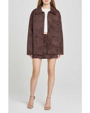 Wayf Rita Faux Suede Jacket - Brown