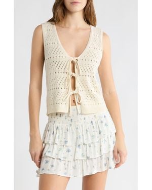 Abound Tie Front Sweater Tank - White