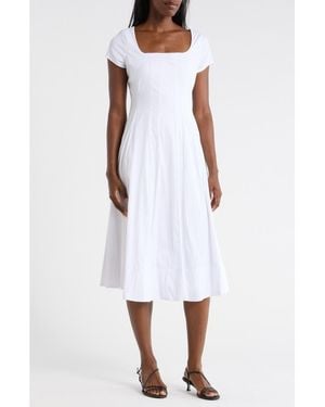 Ellen Tracy Poplin Cap Sleeve Dress - White