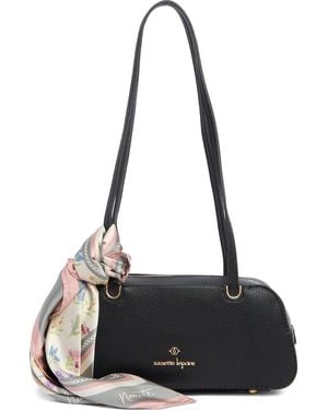 Nanette Lepore Faux Leather East West Shoulder Bag With Scarf - Black