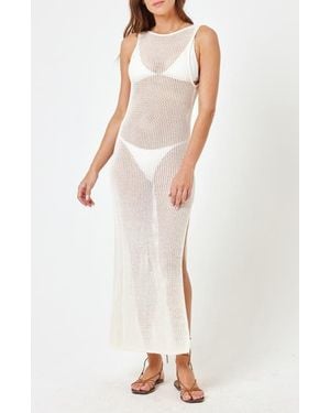 LSPACE Villa Nova Open Stitch Cotton Cover-Up Tank Dress - White
