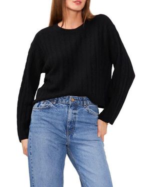 1.STATE Mixed Stitch Crewneck Sweater - Black