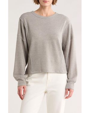 Lush Textured Knit Long Sleeve Shirt - Gray