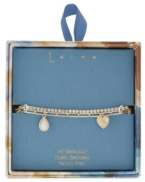 Leith Set Of 2 Opal Charm & Cubic Zirconia Tennis Bracelets - Blue