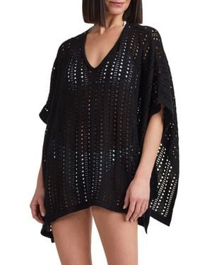 Bruno Magli Open Knit Poncho - Black