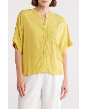 Tahari Split Neck Shirt - Yellow