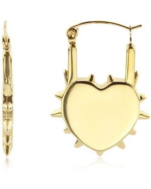 Rebel Spiked Heart Huggie Hoop Earrings - Metallic