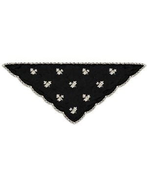 Saachi Floral Embroidered Traingle Bandana - Black