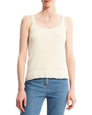 Theory Brist Lace Trim Cotton Blend Tank Top - Blue