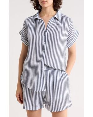 Caslon Duo Gauze Button-Up Shirt - Blue