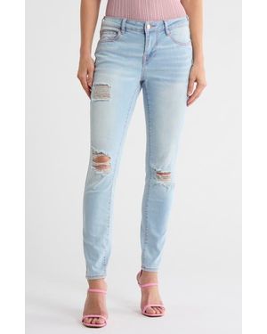True Religion Jennie Curvy Ripped Mid Rise Skinny Jeans - Blue
