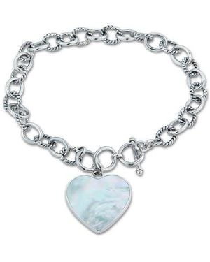 Samuel B. Sterling Mother Of Pearl Heart Charm Bracelet - White