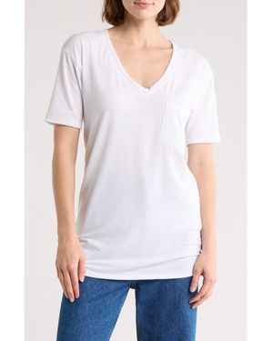 Go Couture V-Neck Pocket T-Shirt - White