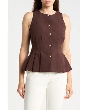 Gemma Jane Peplum Darted Vest - Brown