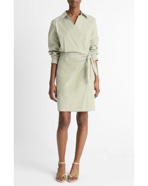 Vince Furrow Stripe Long Sleeve Wrap Shirtdress - Natural