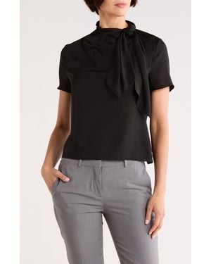 Theory Twist Scarf Silk Top - Black