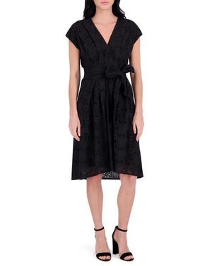 Kensie Eyelet Cotton Dress - Black