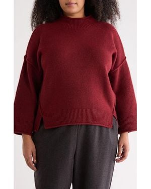 Max Studio Exposed Seam Mock Neck Sweater - Red