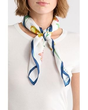 Ted Baker Floral Silk Twill Square Scarf - White