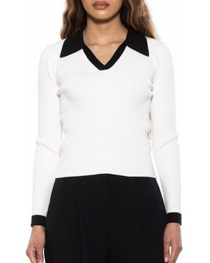 Alexia Admor Collar Knit Viscose Top - White
