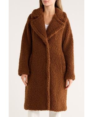 Lucky Brand Missy Faux Shearling Coat - Brown