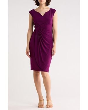 Connected Apparel Ity Trim Detail Sheath Dress - Purple