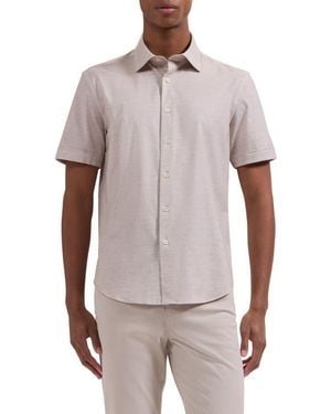Bugatchi Miles Ooohcotton Space Dye Short Sleeve Button-Up Shirt - Multicolor