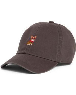 David & Young Corgi Embroidered Washed Baseball Cap - Brown