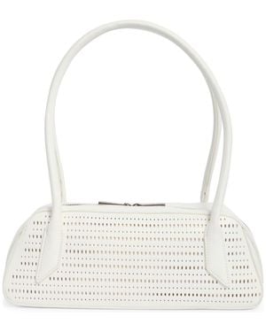 BCBGMAXAZRIA Perforated Faux Leather Shoulder Bag - White