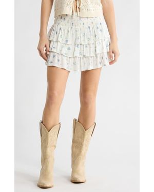 Abound Tiered Crepe Miniskirt - White
