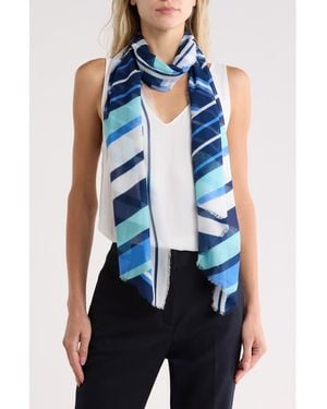 Vince Camuto Diagonal Stripe Oblong Scarf - Blue