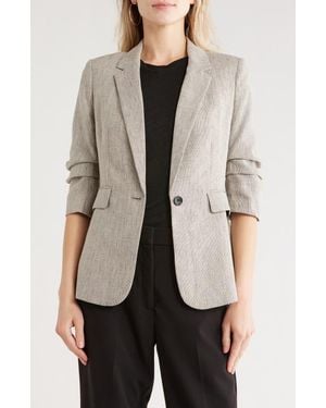 DKNY Ruched Sleeve Blazer - Gray