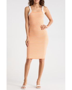 Madden Girl Stripe Ribbed Body-Con Dress - Natural
