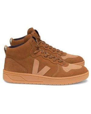 Veja V-15 Suede High Top Sneaker - Brown