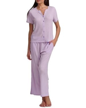 Splendid Short Sleeve Crop Pajamas - Purple