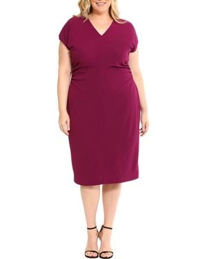 Donna Morgan V-Neck Midi Dress - Purple