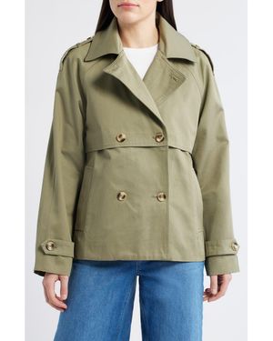 Bernardo Short Cotton Trench Coat - Green