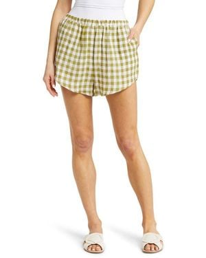 Vitamin A Tallows Linen Cover-Up Shorts - Yellow