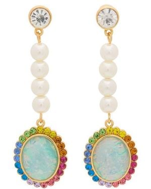Kurt Geiger Faux Pearl & Crystal Linear Drop Earrings - White