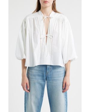 BOSS Bales Tie Front Cotton T-Shirt - White