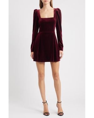 Lucy Paris Skye Long Sleeve Velvet Cocktail Minidress - Red