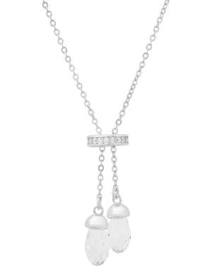 Queen Jewels Sterling Adjustable Drop Necklace - White