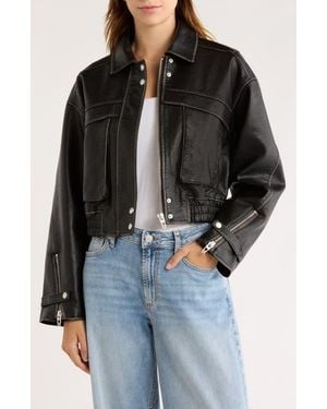 Blank NYC Faux Leather Bomber Jacket - Black