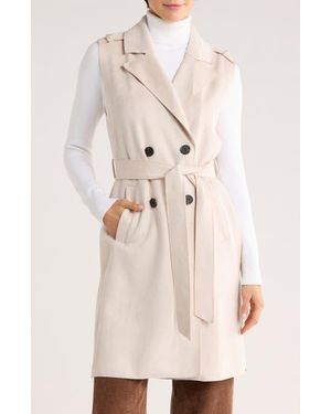 Tahari Double Breasted Blazer Vest - Natural