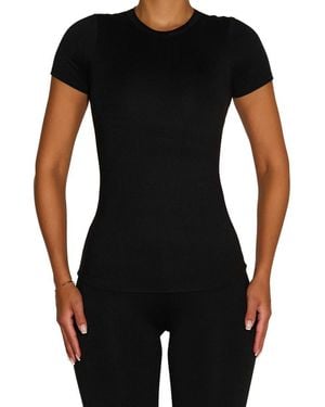 Naked Wardrobe Bare Short Sleeve Crew Top - Black